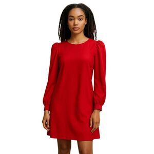 H & M Womens Cherry Red Puff Sleeves Mini Dress Size Small